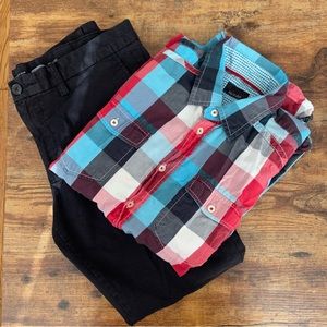 Zara Man Plaid Short Sleeve Button Down Size Large